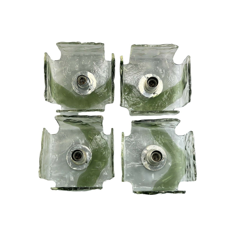 Set di 4 appliques vintage in vetro di Carlo Nason per Kalmar Franken, 1960-1970