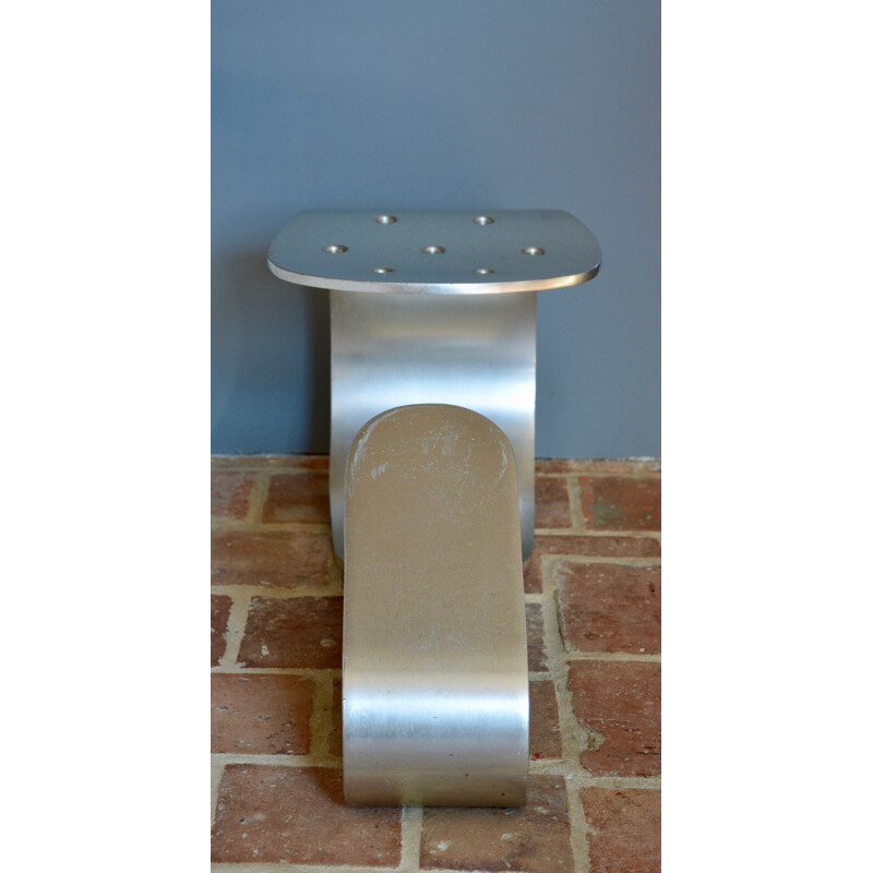 Mid-century stool in aluminum, Roger TALLON - 1970s