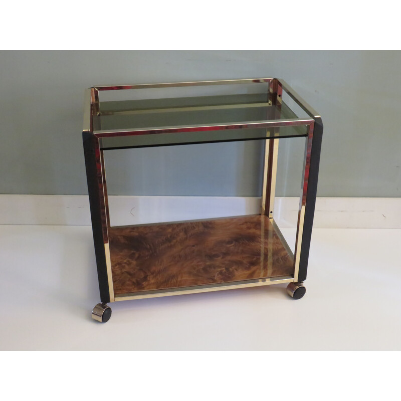 Vintage bar cart in smoked glass