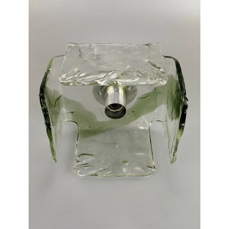 Paire d'appliques vintage en verre de glace par Carlo Nason pour Kalmar Franken, 1970