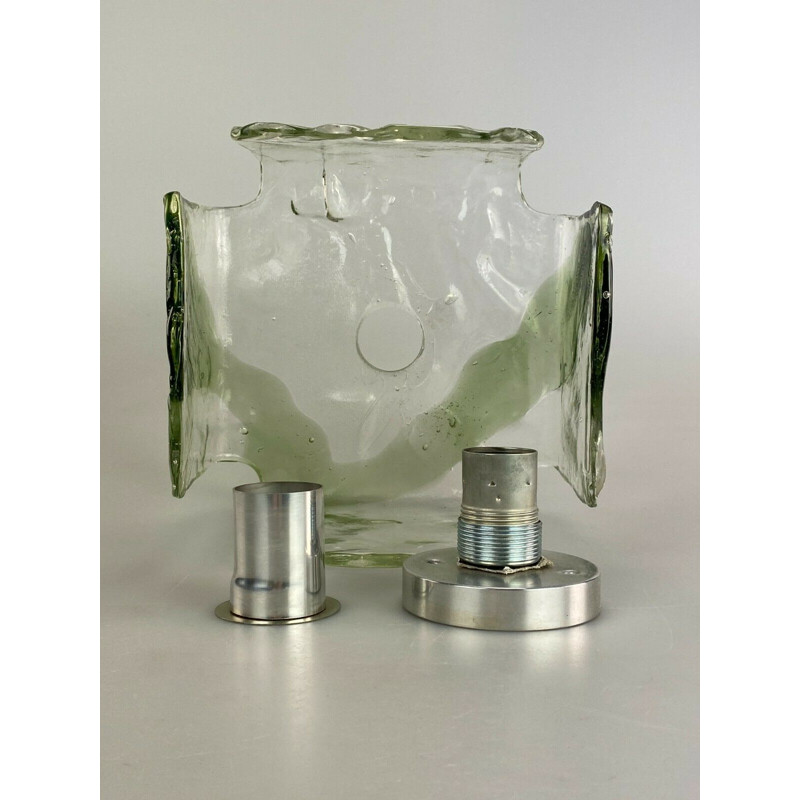 Pair of vintage ice glass wall lamps by Carlo Nason for Kalmar Franken, 1970
