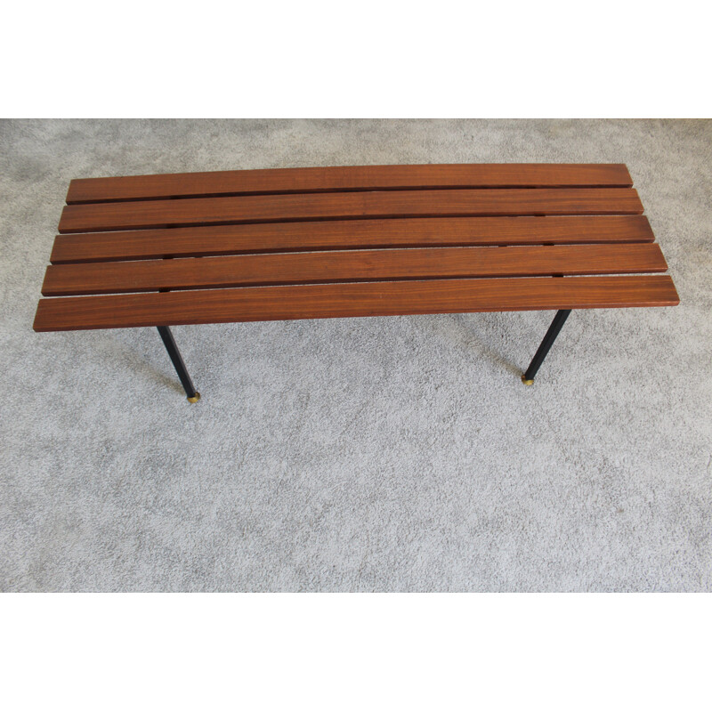 Vintage rosewood and metal bench, Italy 1970s