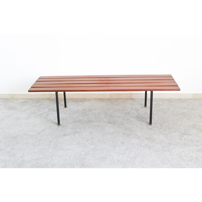 Vintage rosewood and metal bench, Italy 1970s