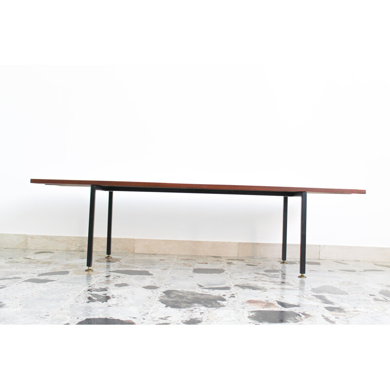 Vintage rosewood and metal bench, Italy 1970s