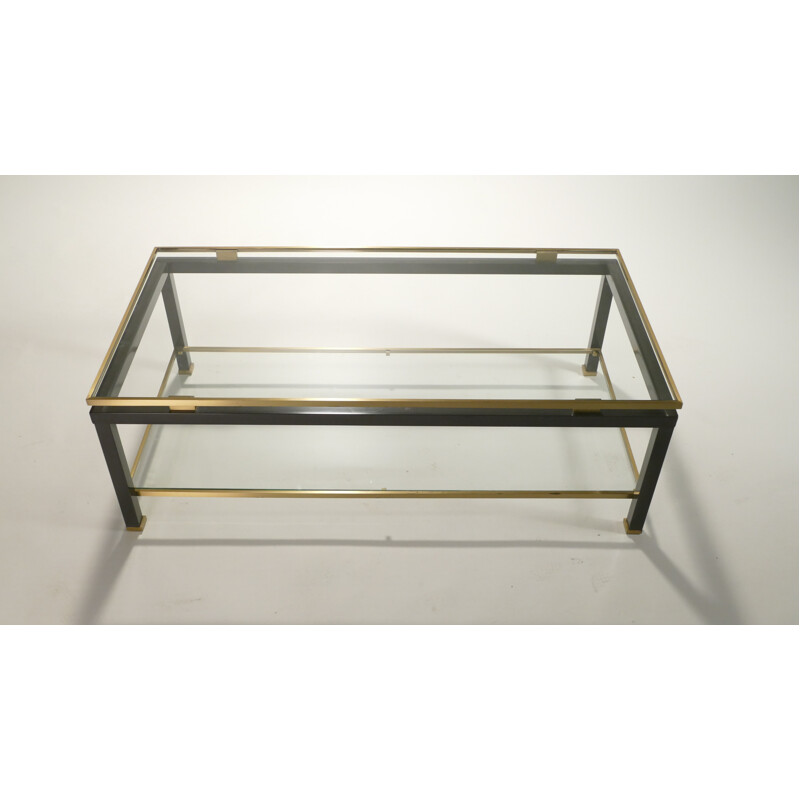 Jansen coffee table in glass and brass, Guy LEFEVRE - 1970s