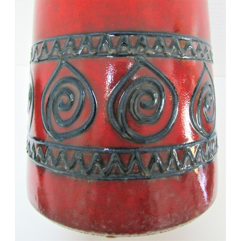 Vintage pote de cerâmica e madeira vidrado, 1960