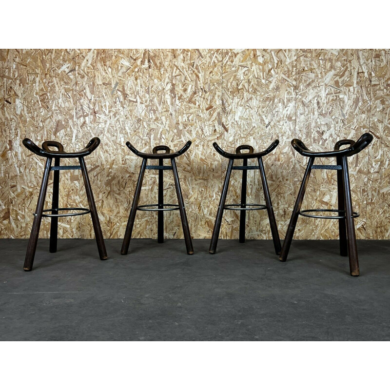 Set of 4 vintage bar stools by Carl Malmsten, Sweden 1950-1960s