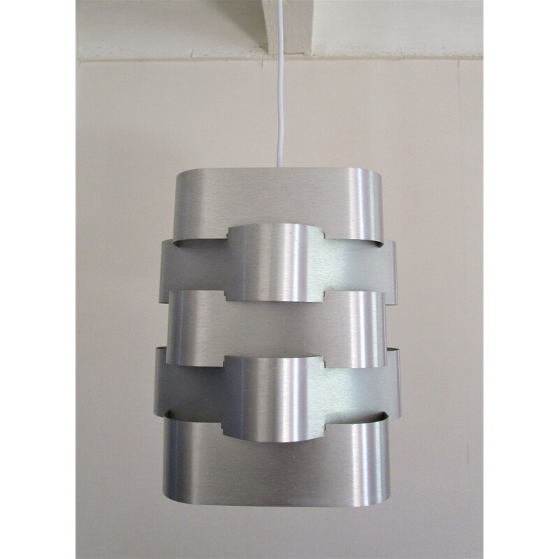 Lámpara de suspensión vintage de aluminio de Max Sauze, 1970