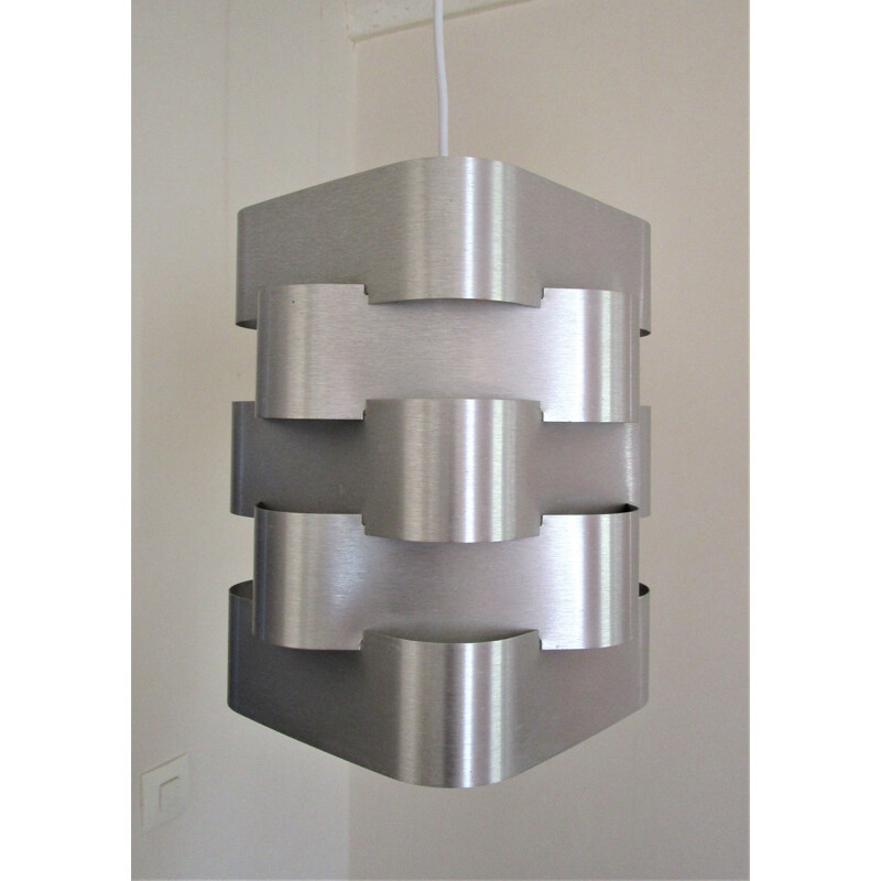 Vintage aluminum pendant lamp by Max Sauze, 1970