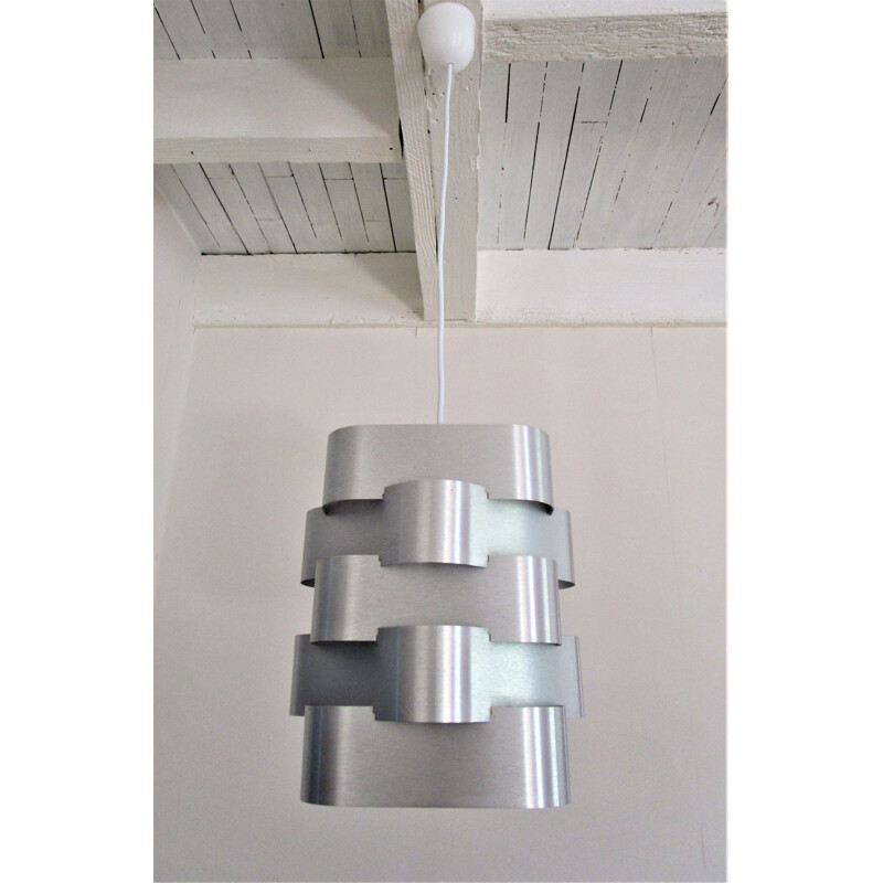 Lampada a sospensione vintage in alluminio di Max Sauze, 1970