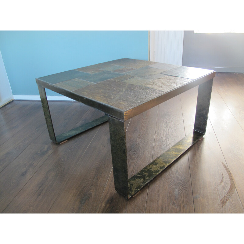 Vintage hammered steel side table by Paul KINGMA, 1960