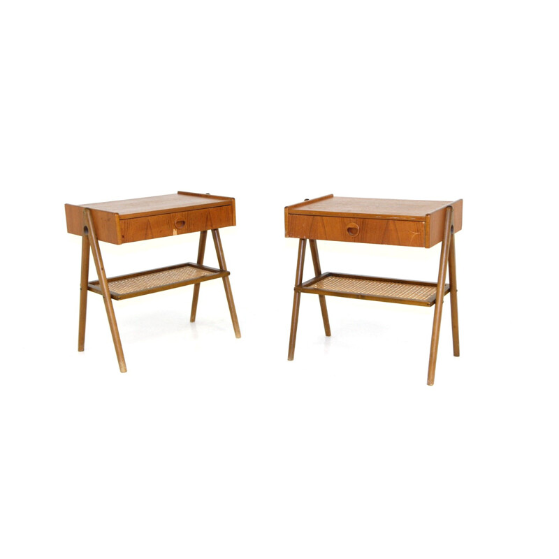 Pair of vintage teak night stands, Sweden 1960