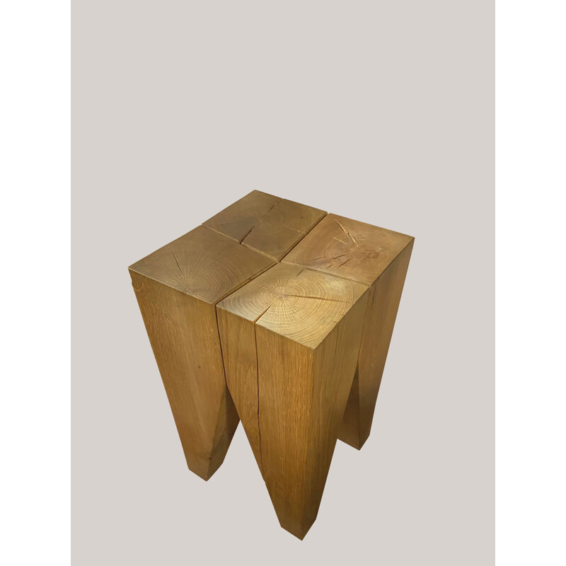 Vintage molar stool in raw wood by Philipp Mainzer, 1996