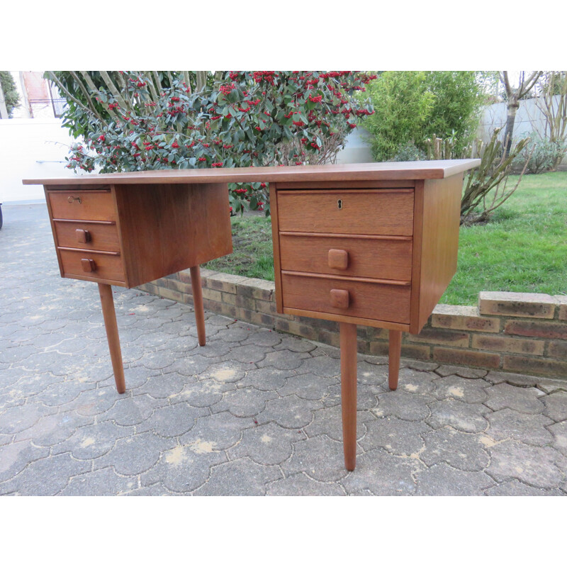 Petit bureau double face danois en teck - 1960