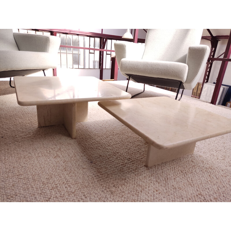 Pair of vintage marble nesting tables, 1970s