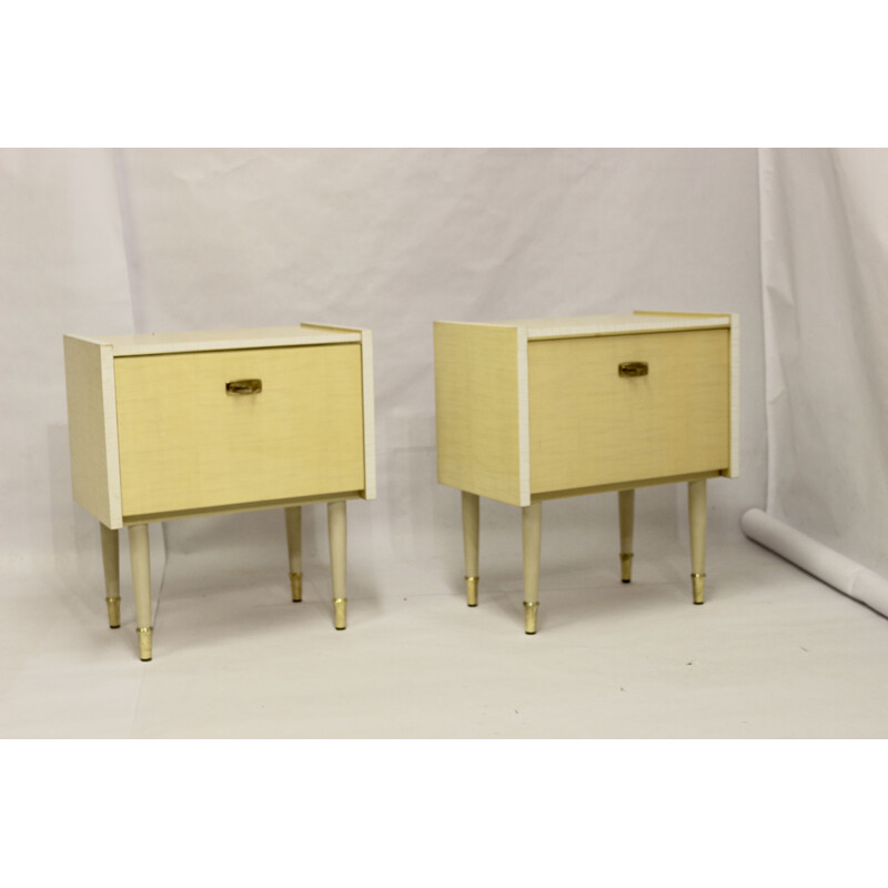 Pair of vintage wood night stands, 1950s