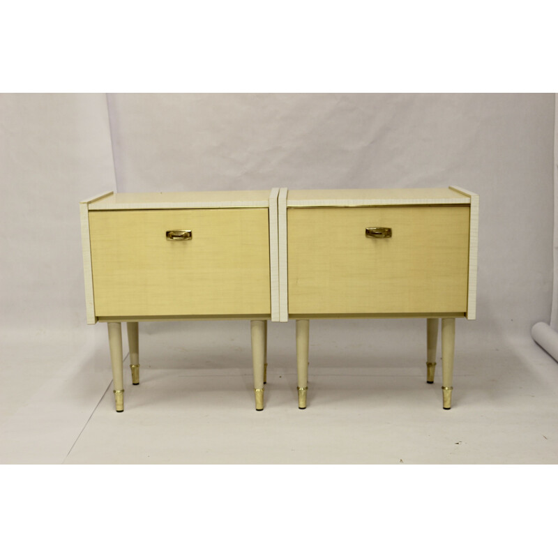 Pair of vintage wood night stands, 1950s