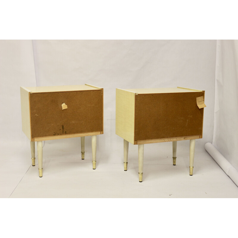 Pair of vintage wood night stands, 1950s