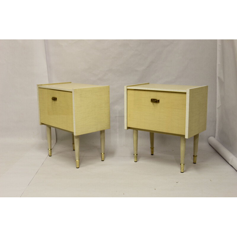 Pair of vintage wood night stands, 1950s