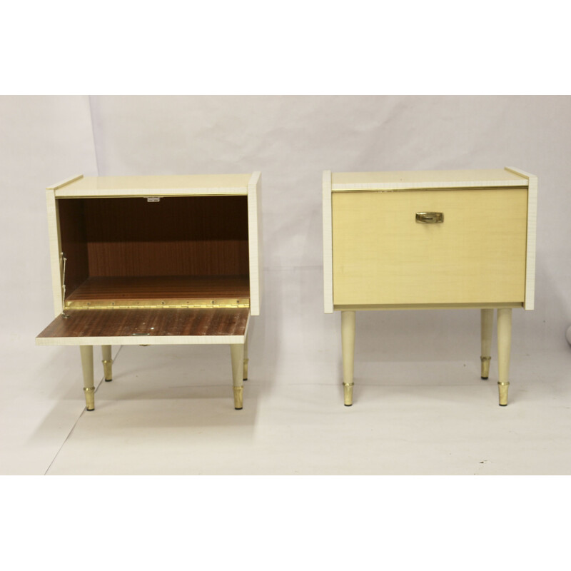 Pair of vintage wood night stands, 1950s