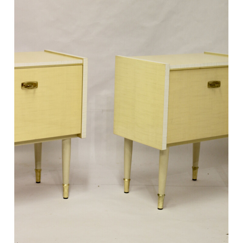 Pair of vintage wood night stands, 1950s