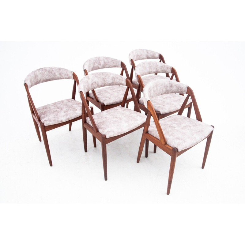 Conjunto de 6 cadeiras de teca vintage modelo 31 por Kai Kristiansen, Dinamarca 1960