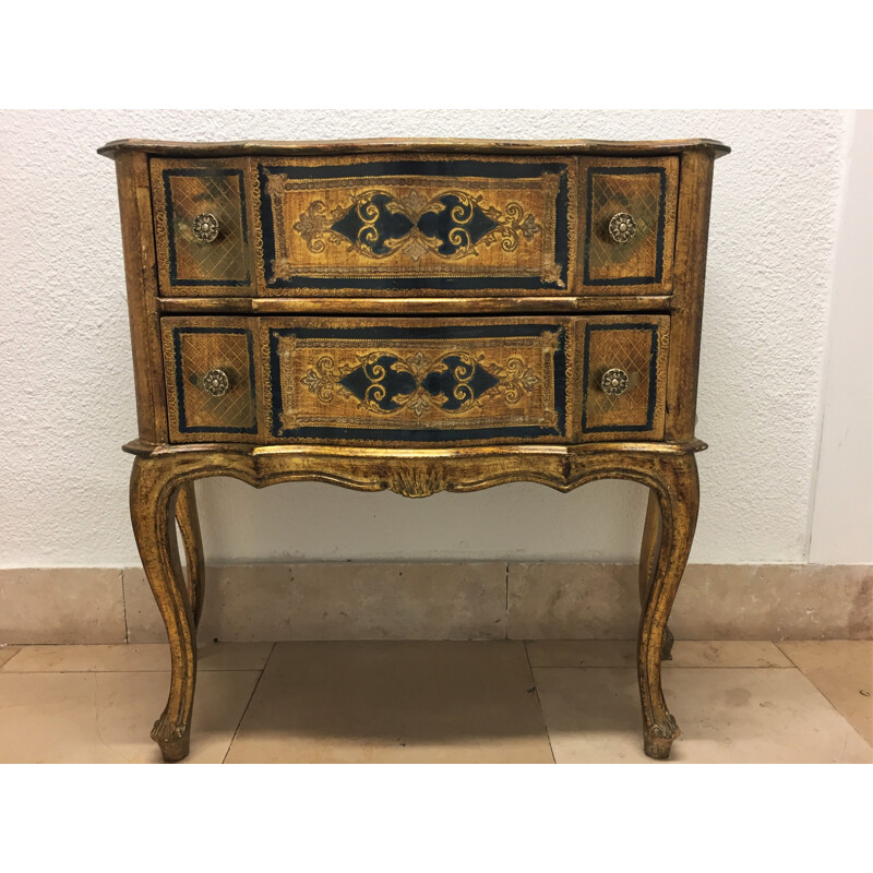 Vintage Italian chest of drawers in gilded wood, 1960s