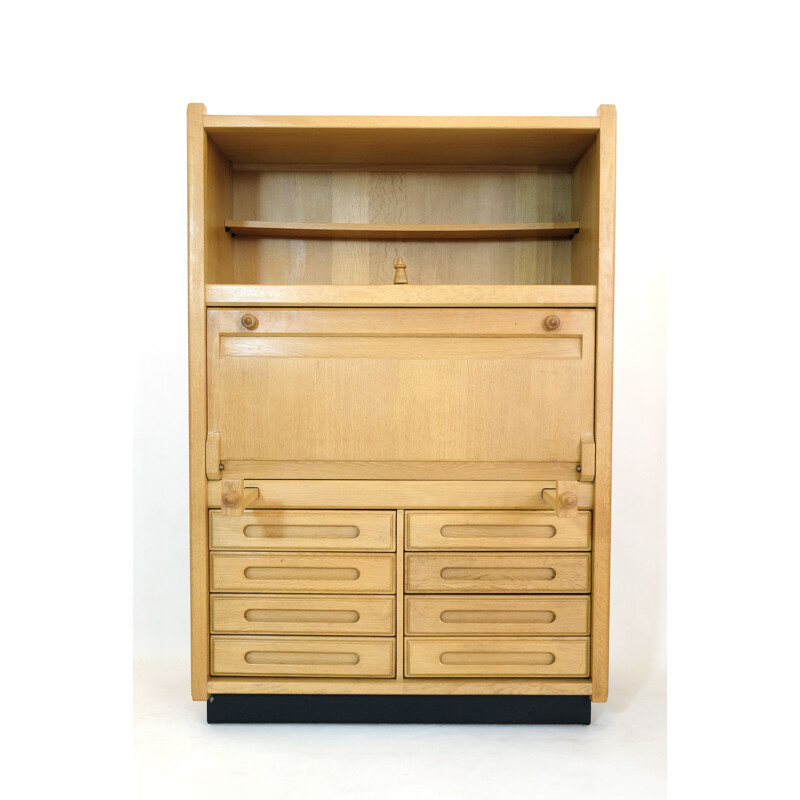 Vintage oak secretary by Guillerme and Chambron for Votre Maison, 1960s