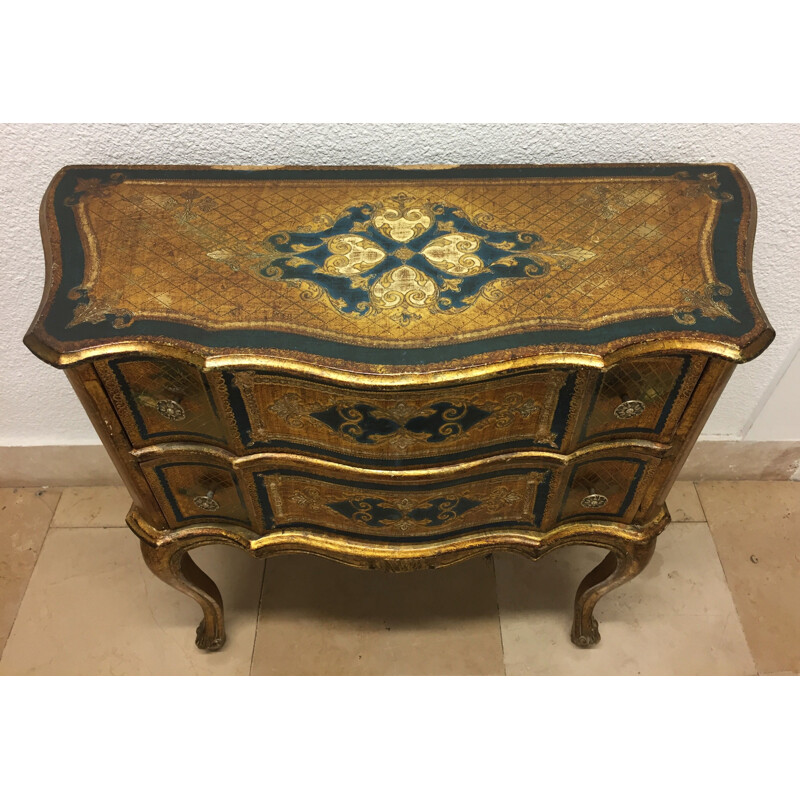 Vintage Italian chest of drawers in gilded wood, 1960s