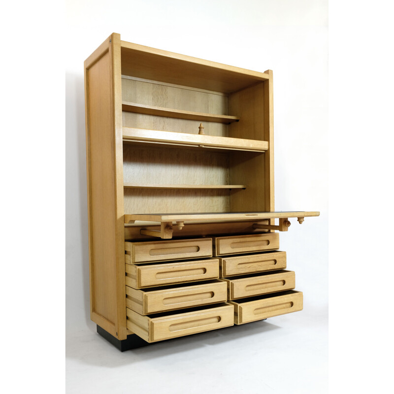 Vintage oak secretary by Guillerme and Chambron for Votre Maison, 1960s