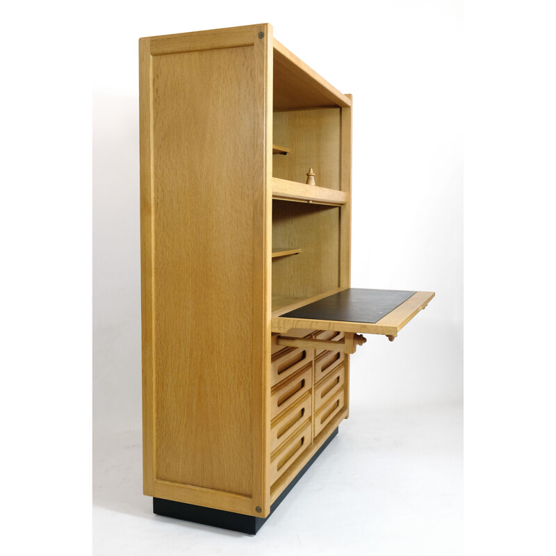 Vintage oak secretary by Guillerme and Chambron for Votre Maison, 1960s