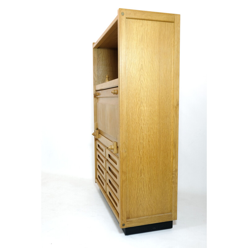 Vintage oak secretary by Guillerme and Chambron for Votre Maison, 1960s