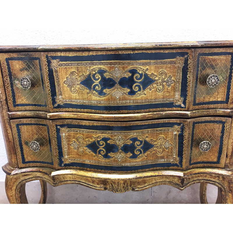 Vintage Italian chest of drawers in gilded wood, 1960s