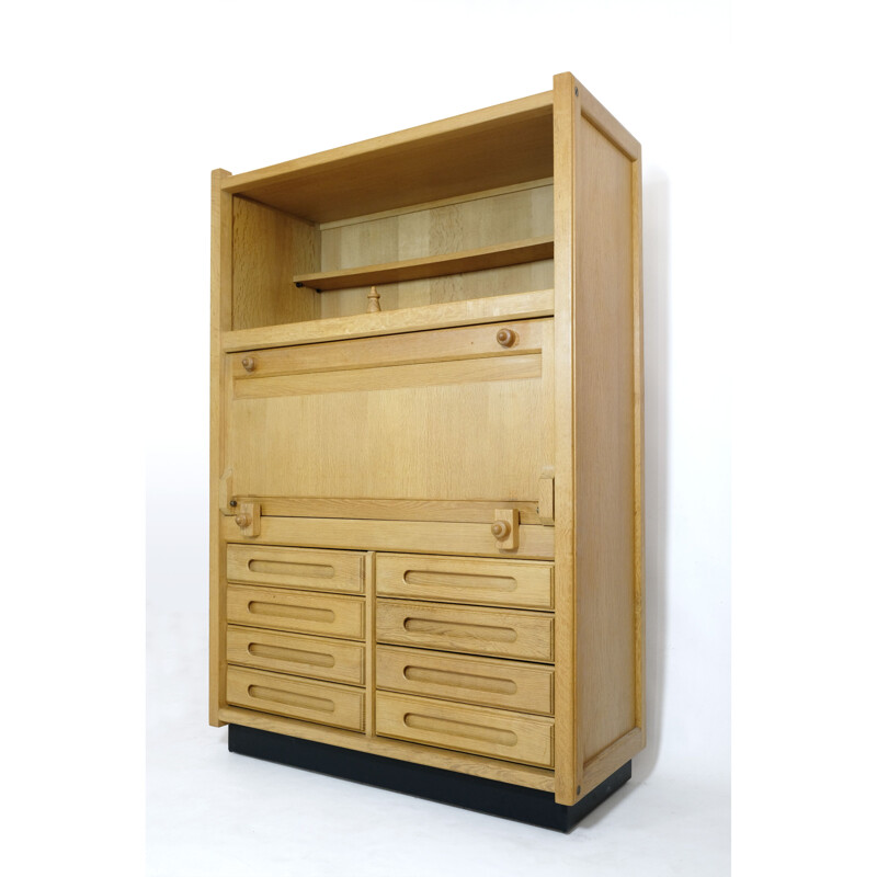 Vintage oak secretary by Guillerme and Chambron for Votre Maison, 1960s