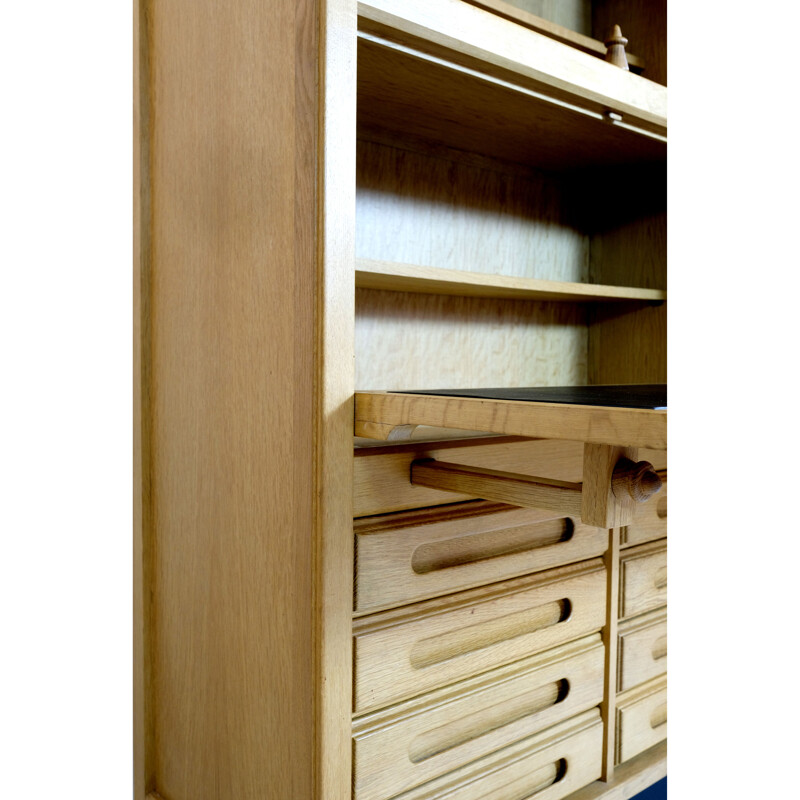 Vintage oak secretary by Guillerme and Chambron for Votre Maison, 1960s