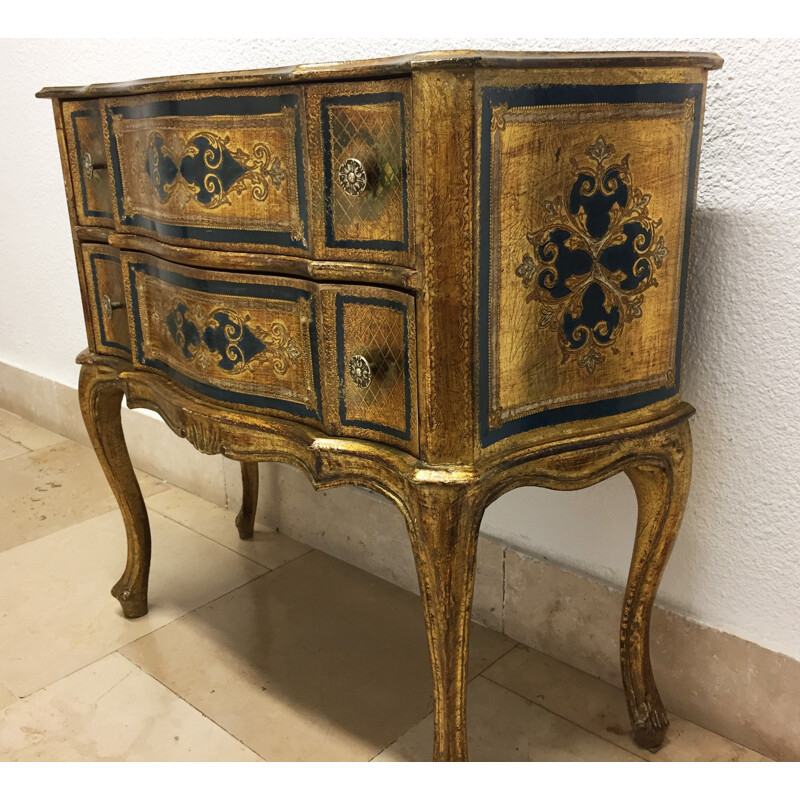 Commode italienne vintage en bois doré, 1960