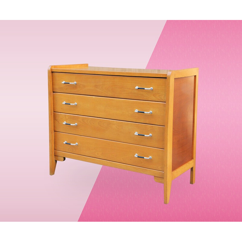 Mid-century golden wood chest of drawers - 1960s