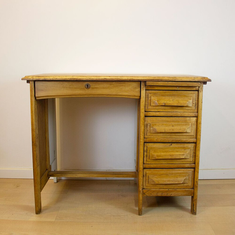 Vintage oak desk, Spain 1930s