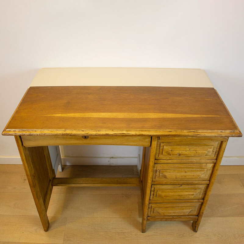 Vintage oak desk, Spain 1930s