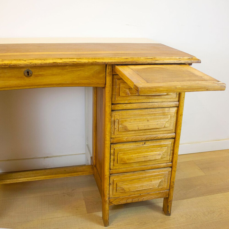 Vintage oak desk, Spain 1930s