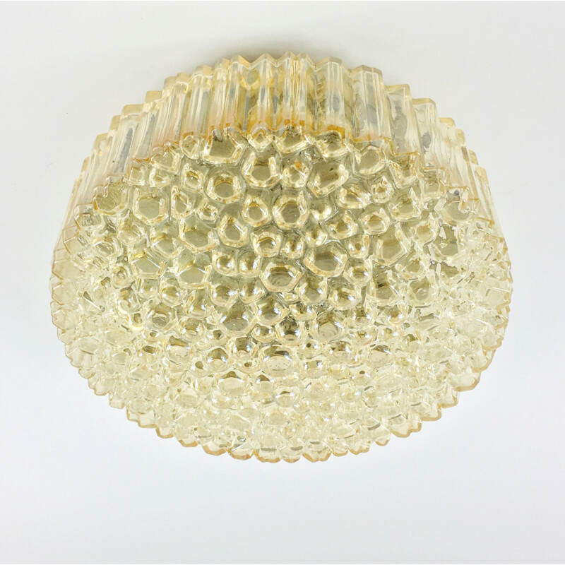 Mid-century amber glass ceiling lamp by Helena Tynell for Limburg, Germany 1970s