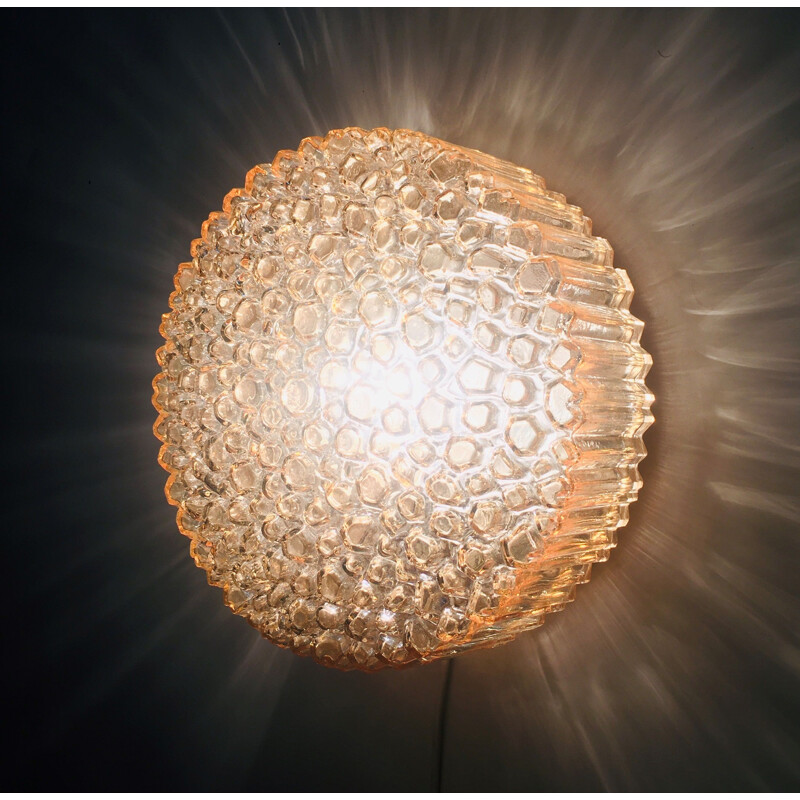 Mid-century amber glass ceiling lamp by Helena Tynell for Limburg, Germany 1970s
