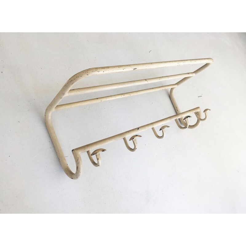 Vintage white metal coat rack