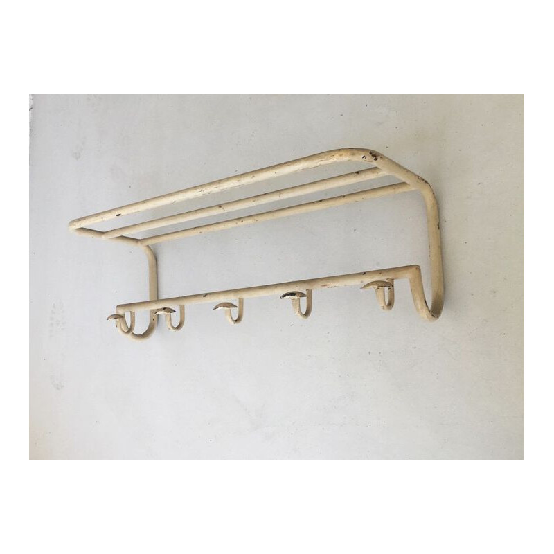 Vintage white metal coat rack