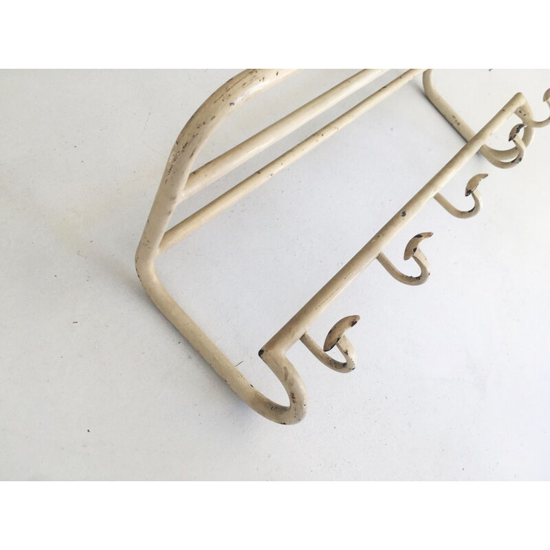 Vintage white metal coat rack