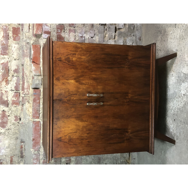 Vintage walnut veneer storage cabinet, 1950