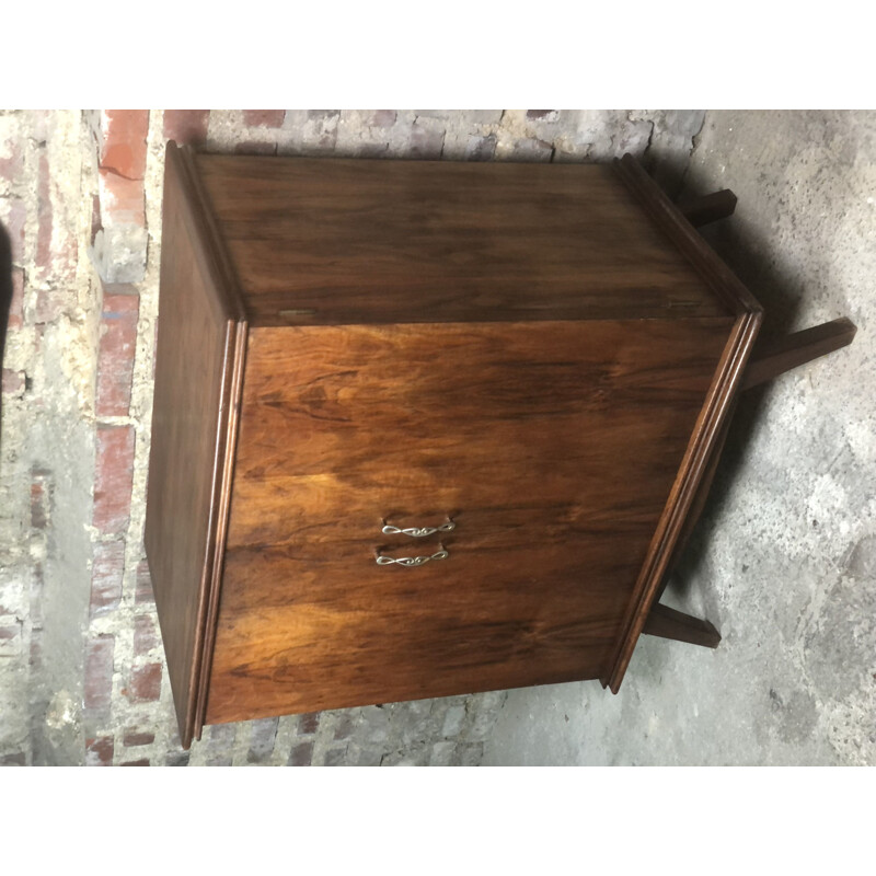 Vintage walnut veneer storage cabinet, 1950