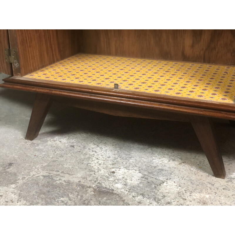 Vintage walnut veneer storage cabinet, 1950