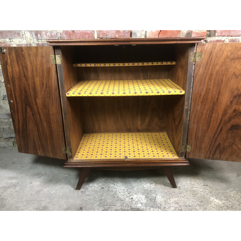 Vintage walnut veneer storage cabinet, 1950
