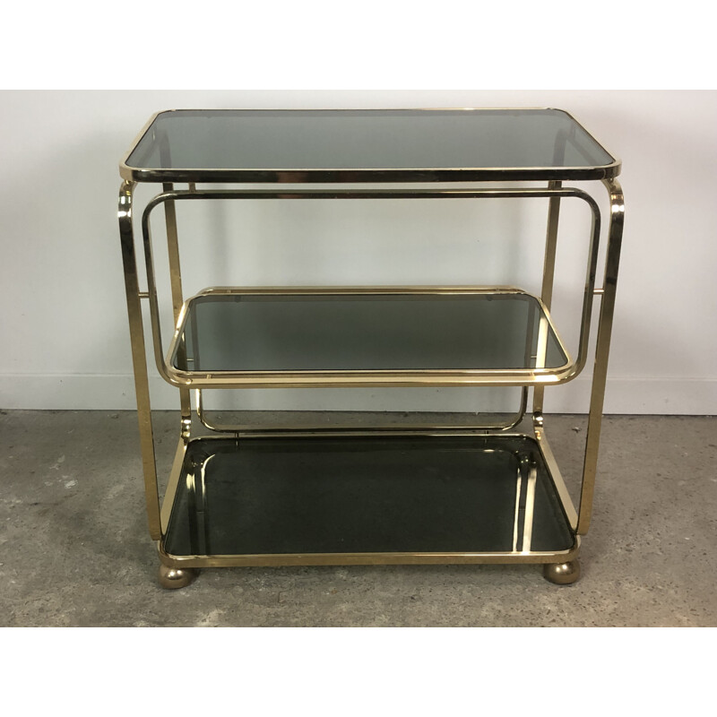 Vintage gilded metal trolley, Italy 1980